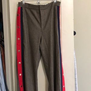 Zara brown red blue break away pants